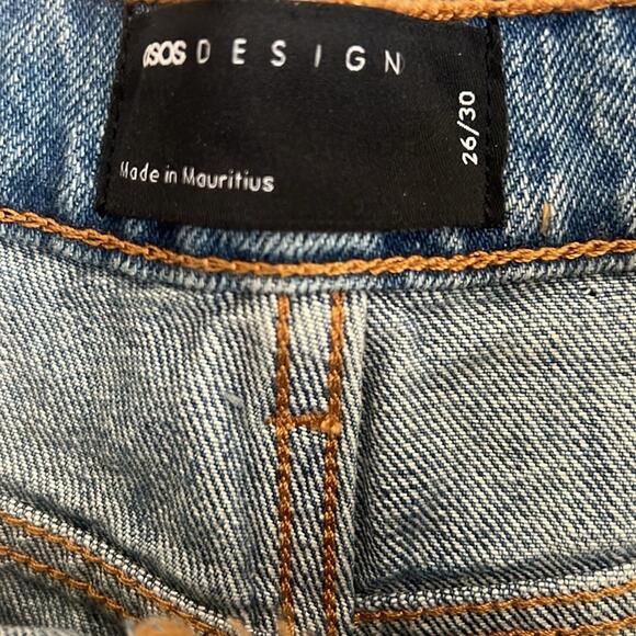 ASOS Jeans Womens 26 Distressed Blue Tapered High Rise 90s Grunge Streetwear - Picture 4 of 5